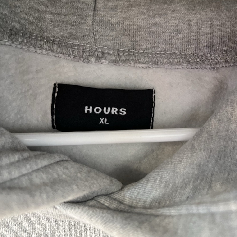 HOURS Hoodie Sweatshirt Mens XL Gray Pullover Fleece Heavyweight Hooded - Picture 3 of 5